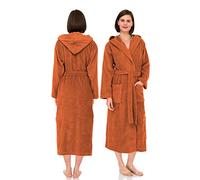 NAUSHA.HOME Luxury Hooded Bathrobe Mens & Ladies Dressing Gown 100% Cotton Terry Toweling Shawl Collar Robe Perfect For Hotel & Spa Soft Stylish Robe (as8, alpha, m, regular, regular, Orange)