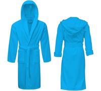 NAUSHA.HOME Luxury Hooded Bathrobe Mens & Ladies Dressing Gown 100% Cotton Terry Toweling Shawl Robe Perfect For Hotel & Spa Soft Stylish Robe (UK, Alpha, S, Regular, Regular, Aqua/Turquoise)