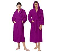 NAUSHA.HOME Unisex Hooded Bathrobe Dressing Gown Terry Toweling 100% Cotton - One Size Free Size - Perfect For Hotel & Spa - Super Soft Stylish Bathrobe 9 Attractive Colors Feel Luxurious (Purple)