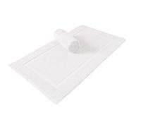 Nausha Pack of 2 Bath Mats 100% Egyptian Cotton Non-Slip Rug Door Mat Super Soft Absorbent Machine Washable Indoor and Outdoor Mats 52 x 82 cm (White, 2)