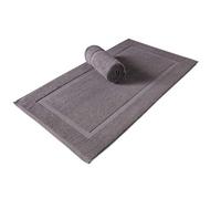 Nausha Pack of 2 Bath Mats 100% Egyptian Cotton Non-Slip Rug Door Mat Super Soft Absorbent Machine Washable Indoor and Outdoor Mats 52 x 82 cm (Grey, 2)