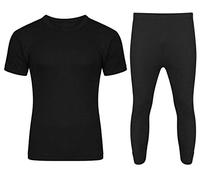 NAUSHA Thermal Underwear Short and Full saleeve Long John Top and Trousers Set (XX Large, Trouser+Half Sleeve (Black))