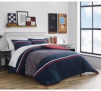 Nautica 100% Cotton Cozy & Soft, Durable & Breathable Reversible Duvet Cover with Matching Shams, 3-Piece Bedding Set, Navy, Twin/Twin XL