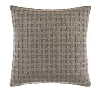 Nautica | 100% Cotton Twill Basket Weave Knit Reversible Decorative Accent Throw Pillow/Sham, Zipper Closure, Mocha, Square_16_inches
