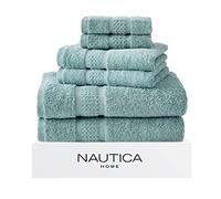 Nautica - Bath Towels, Fade Resistant Bathroom Essentials, Highlight Absorbent, Oeko-Tex Certified (Oceane Turquoise, 6-Piece)