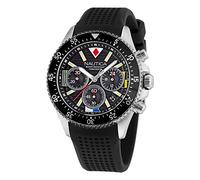 Nautica Men's NAPWPS301 Westport Black Silicone Strap Watch, Silver Tone/Black/Black, Silver Tone/Black/Black, strap