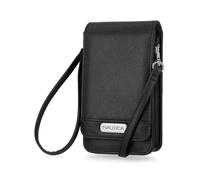 Nautica Catalina Vegan Leather RFID Womens Crossbody Cell Phone Purse Holder Wallet (Black)