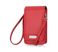 Nautica Catalina Vegan Leather RFID Womens Crossbody Cell Phone Purse Holder Wallet (Fuego Red)