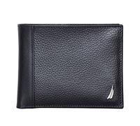 Nautica Classic J-Class Leather Bifold Wallet, Black, Taglia unica