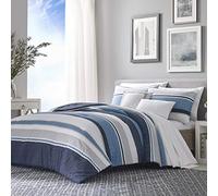 Nautica | Comforter Set-100, Reversible, Ultra Soft Bedding, Includes Bonus Decorative Pillows, 100% Cotton, Westport Navy, King