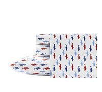Nautica Cotton Percale Bedding Set, Crisp & Cool, Lightweight & Breathable, 100%, Costazul Blue/Red/White, Queen
