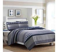 Nautica Cotton Reversible Bedding, Home Decor for All Seasons, Blue/Grey, King Quilt