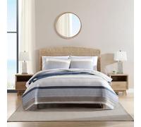 Nautica Cotton Reversible Bedding with Matching Shams, Home Decor for All Seasons, 100%, Blue/Beige/White, King