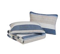 Nautica Cotton Reversible Bedding with Matching Shams, Home Decor for All Seasons, 100%, Ridgeport Blue, Queen