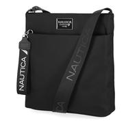 Nautica Diver Nylon Small Women's Crossbody Bag Purse with Adjustable Shoulder Strap, Black Enamel, One Size