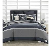 Nautica Duvet Cover Set Cotton Reversible Bedding with Matching Shams, Styligh Home Decor, King, Rendon Charcoal/Navy