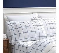 Nautica - Full Sheet Set, Cotton Percale Bedding Set, Crisp & Cool, Stylish Home Decor, Dorm Room Essentials (Plot Blue, Full)