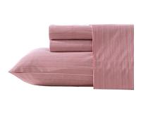 Nautica - Full Sheet Set, Lightweight & Breathable Cotton Percale Bedding Set with Matching Sham(s), Crisp & Cool Bedding Essentials, Oeko-Tex Certified (Penny Pinstripe Red, Full)