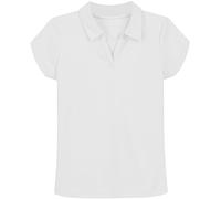 Nautica Girls' School Uniform Short Sleeve Performance Polo - White - 8