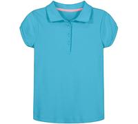 Nautica Girls' School Uniform Short Sleeve Pique Polo, Turquoise, 5