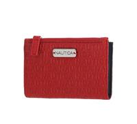 Nautica High Tide Small Wallet for Women, RFID Blocking Slim Credit Card Holder with Zipper Coin Pocket, Bifold Compact Womens Wallet with ID Window, Fuego Red