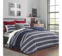 Nautica Home | Craver Collection | 100% Cotton Cozy & Soft, Durable & Breathable Striped Duvet Cover with Matching Shams, 3-Piece Bedding Set, King, Navy