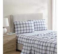 Nautica - King Bed Sheets, Lightweight Cotton Percale Bedding Set with Matching Pillowcases, Crisp & Cool, Oeko-Tex Certified (Ryan Cove Plaid Blue)