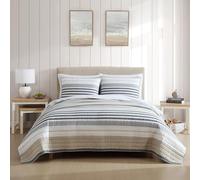 Nautica - King Quilt Set, Reversible Cotton Bedding with Matching Shams, Modern Home Decor for All Seasons (Dover Beige, King)