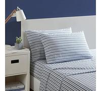 Nautica - King Size Sheets, Cotton Percale Preppy Bedding Set, Crisp & Cool, Lightweight & Breathable (Coleridge Stripe Blue, King)