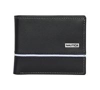 Nautica Logo Ribbon Leather Wallet, Black, Taglia unica