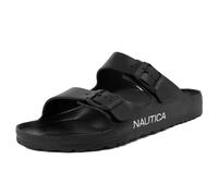 Nautica Men’s Two-Strap EVA Slide Sandals, Adjustable Buckle Comfort Footbed, Lightweight Waterproof Slip-On Beach and Casual Pool Sandals, Black, 12