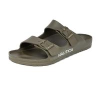 Nautica Men’s Two-Strap EVA Slide Sandals, Adjustable Buckle Comfort Footbed, Lightweight Waterproof Slip-On Beach and Casual Pool Sandals, Olive, 11