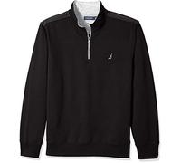 Nautica Men's 1/4 Zip Pieced Fleece Sweatshirt, True Black, Large