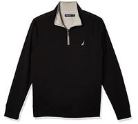 Nautica Men's 1/4 Zip Pieced Fleece Sweatshirt, True Black, XLarge