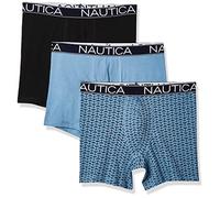 Nautica Men's 3-Pack Classic Cotton Stretch Boxer Briefs, Black/Aero Blue/Anchor Printaero Blue, XL