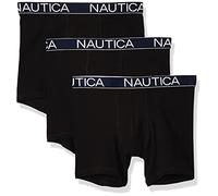 Nautica Men's 3-Pack Classic Cotton Stretch Boxer Briefs, Black, L (Pack of 3)