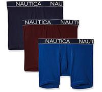 Nautica Men's 3-Pack Classic Cotton Stretch Boxer Briefs, Peacoat/Monaco Blue/Tawny Port, S