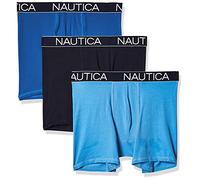 Nautica Men's 3-Pack Classic Cotton Stretch Boxer Briefs, Peacoat/Sea Cobalt/Aero Blue, XL