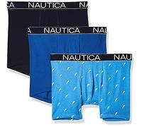 Nautica Men's 3-Pack Classic Cotton Stretch Boxer Briefs, Peacoat/Sea Cobalt/Sail Printaero Blue, L