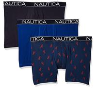 Nautica Men's 3-Pack Classic Cotton Stretch Boxer Briefs, Sea Cobalt/Peacoat/Lobster Print Blue, XL (Pack of 3)