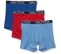 Nautica Men's 3-Pack Classic Cotton Stretch Boxer Briefs, Monaco Blue/Riviera Blue/Sails Red, M