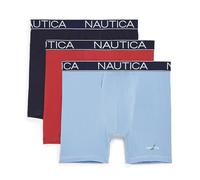 Nautica Men's 3-Pack Cotton Stretch Limited Edition Boxer Briefs, Aero Blue Red/Peacoat, XL