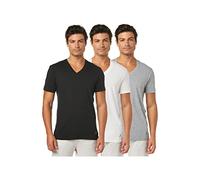 Nautica Men's Cotton V-Neck 3-Pack T-Shirt Undershirt, New White/Black/Heather Grey-3 Pack, Medium (Pack of 3)