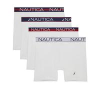 Nautica Men's 4 Pack Limited Edition Micro Stretch Boxer Briefs, 4 White-assorted Waistband, L