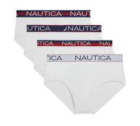 Nautica Men's 4 Pack Limited Edition Micro Stretch Briefs, 4 White-Assorted Waistband, L