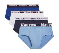 Nautica Men's 4 Pack Limited Edition Micro Stretch Briefs, Surf The Web/White/Peacoat/Aero Blue-Assorted Wb, L
