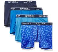Nautica Men's 4 Pack Micro Boxer Brief, Peacoat/Monaco Blue/Aero/Shark-sea Cobalt, L
