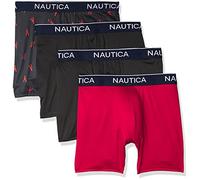 Nautica Men's 4 Pack Micro Boxer Briefs, 2 Black Red/Lobster-Black, L (Pack of 4)
