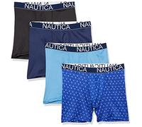 Nautica Men's 4 Pack Micro Boxer Briefs, Black/Peacoat/Aero Blue/Anchor Print, Medium (Pack of 4)