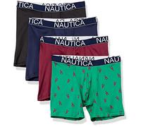 Nautica Men's 4 Pack Micro Boxer Briefs, Black/Peacoat/Tawny Port/Lobster Print, M (Pack of 4)